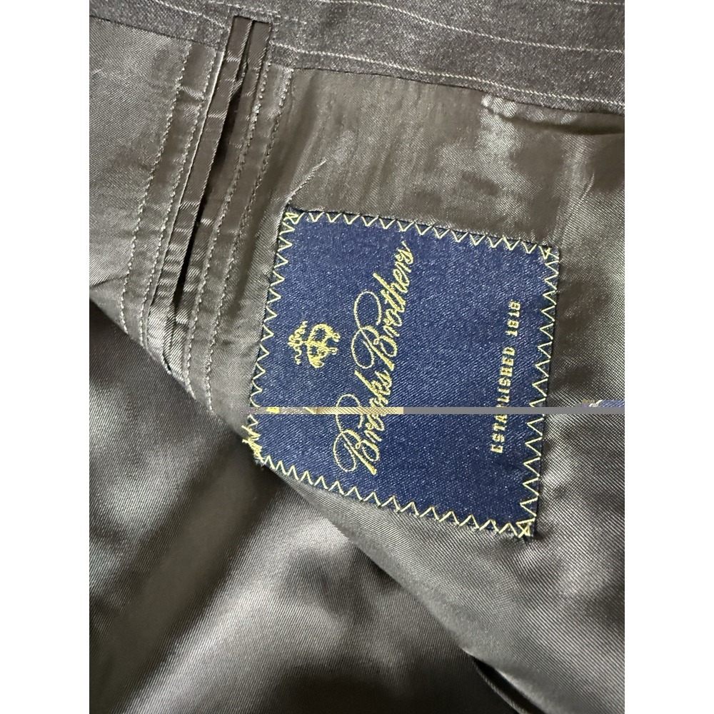 Brooks Brothers Suit Size 42L 36" Waist Black Pleated Pants Pinstripe 2 Piece - Picture 10 of 16